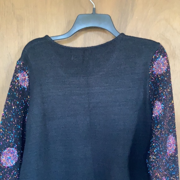 Offer $10 Apt 9 black multi color metallic accent polka dot retro sweater L - Picture 17 of 17